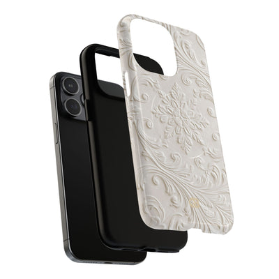White Tough 2.0 Magsafe Phone Case for iPhone - Alabaster Floral Relief
