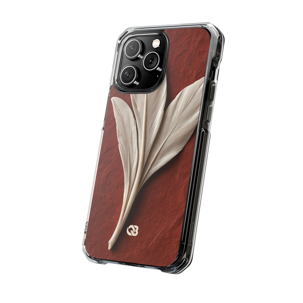 Carved Ivory Plume · Clear Impact Magnetic Phone Case for iPhone · Red