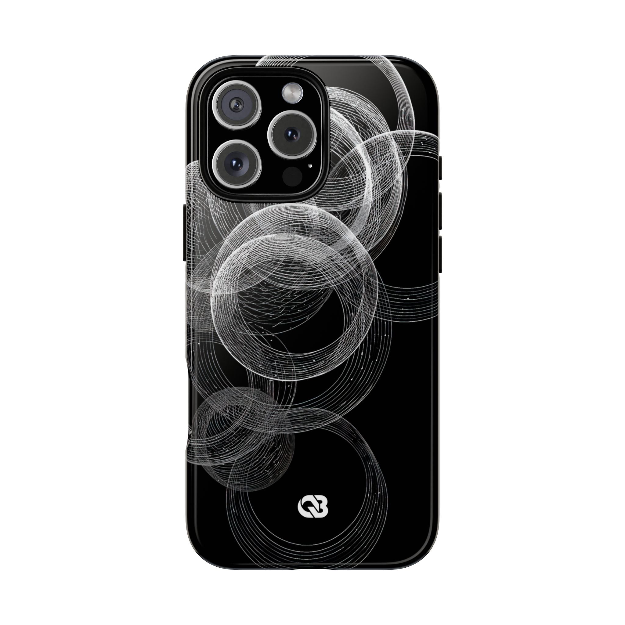 Black Tough Phone Case for iPhone - Kinetic Wireframe Orbit