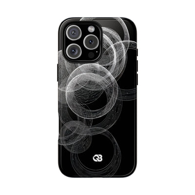 Black Tough Phone Case for iPhone - Kinetic Wireframe Orbit