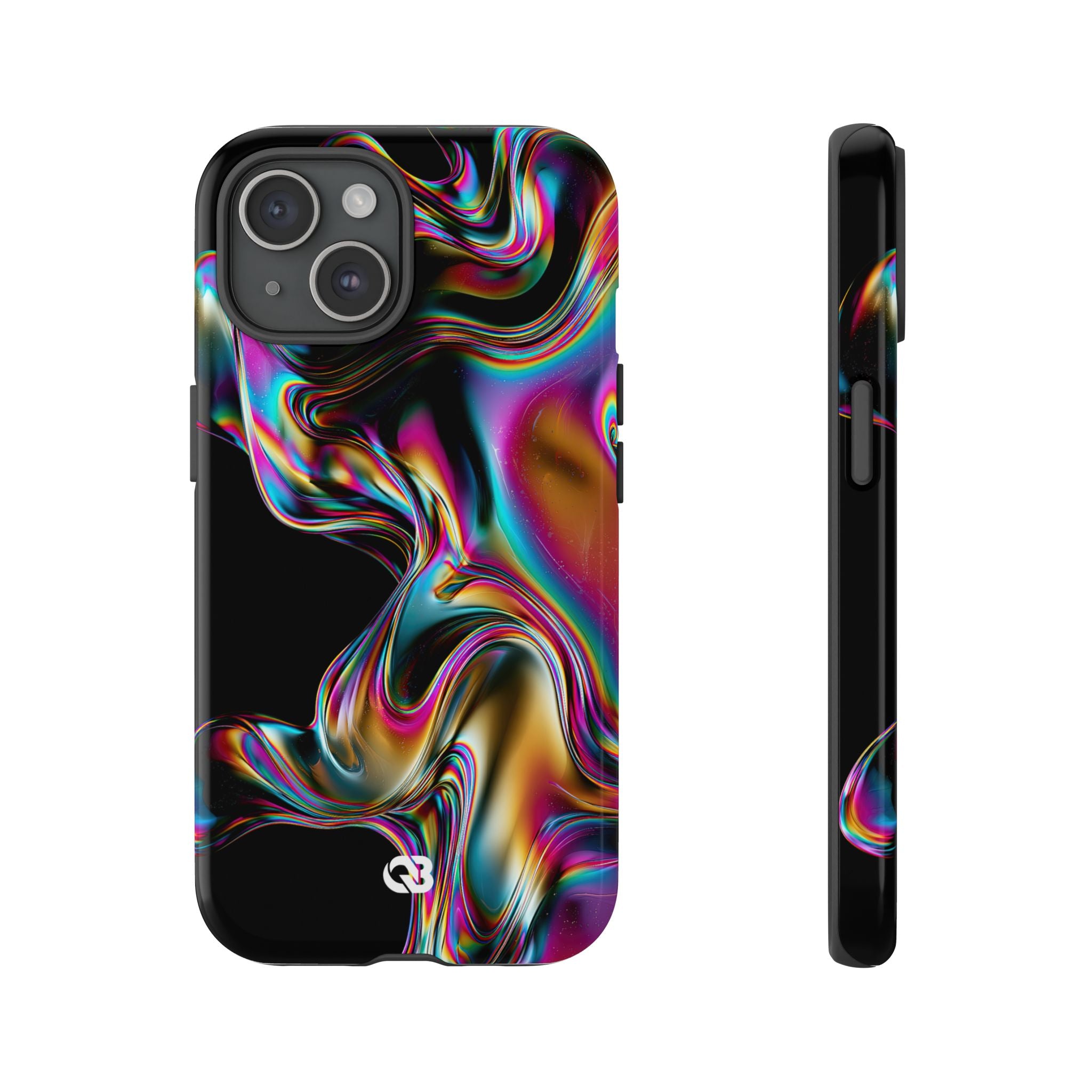 Purple Tough Phone Case for iPhone - Liquid Neon Chrome