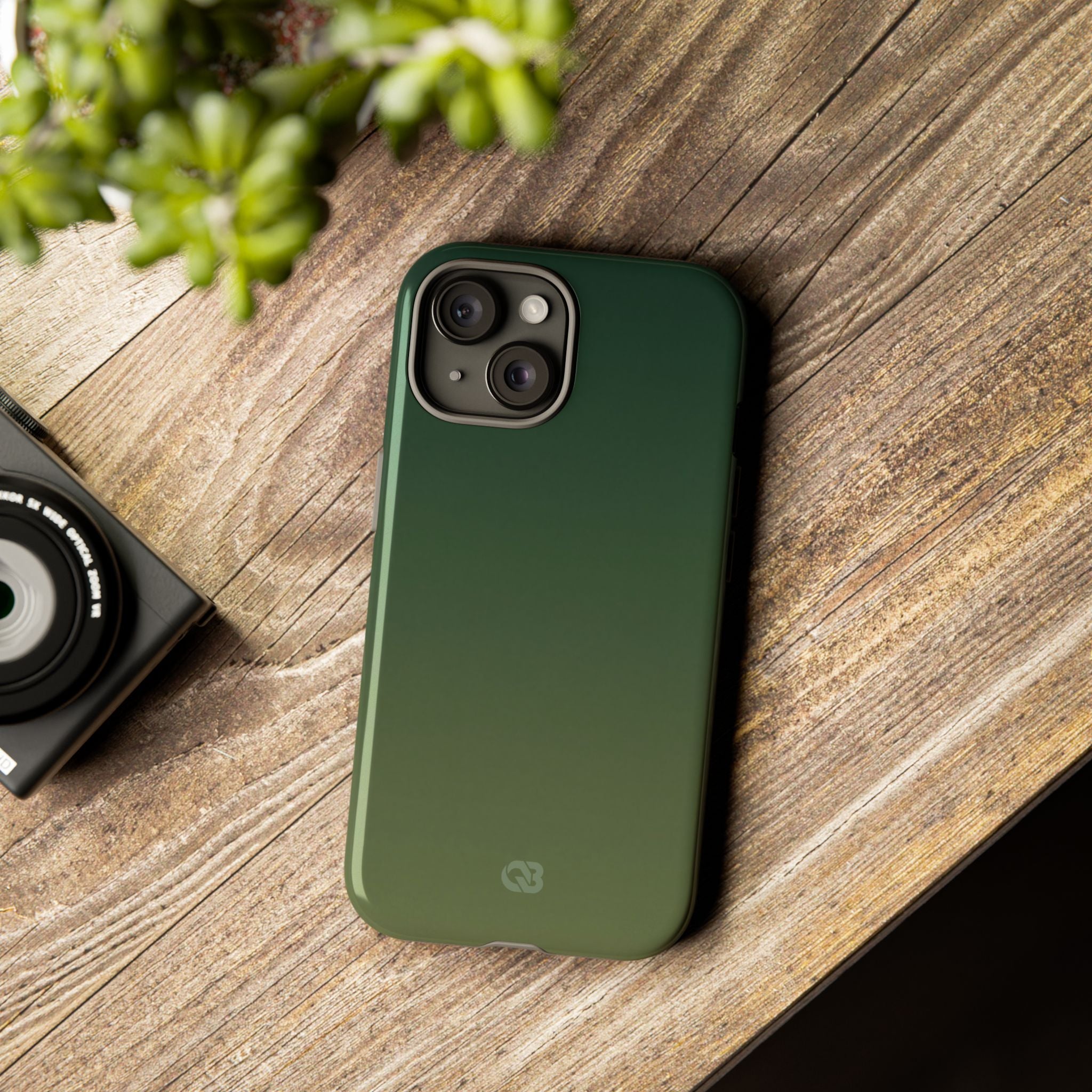 Green Tough Phone Case for iPhone - Shadow Moss Grain