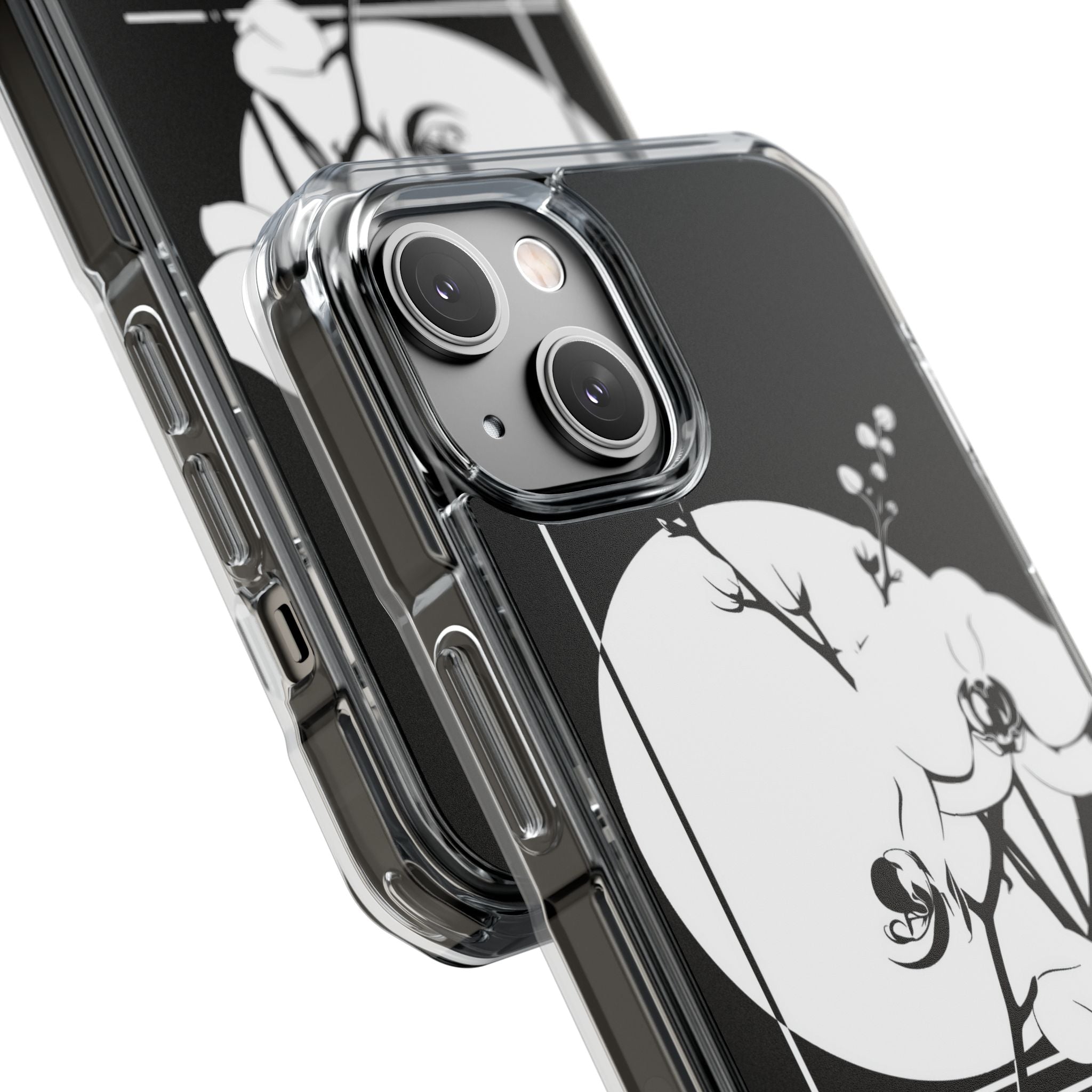Black Impact MagSafe Phone Case for iPhone - Lunar Orchid Grid