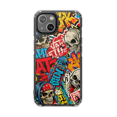 Skate Skull Riot · Clear Impact Magnetic Phone Case for iPhone · Red