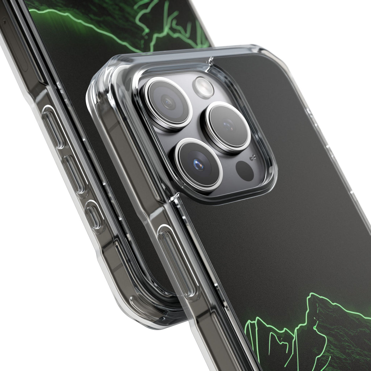 Nordic Mountain Contour · Clear Impact Magnetic Phone Case for iPhone · Black