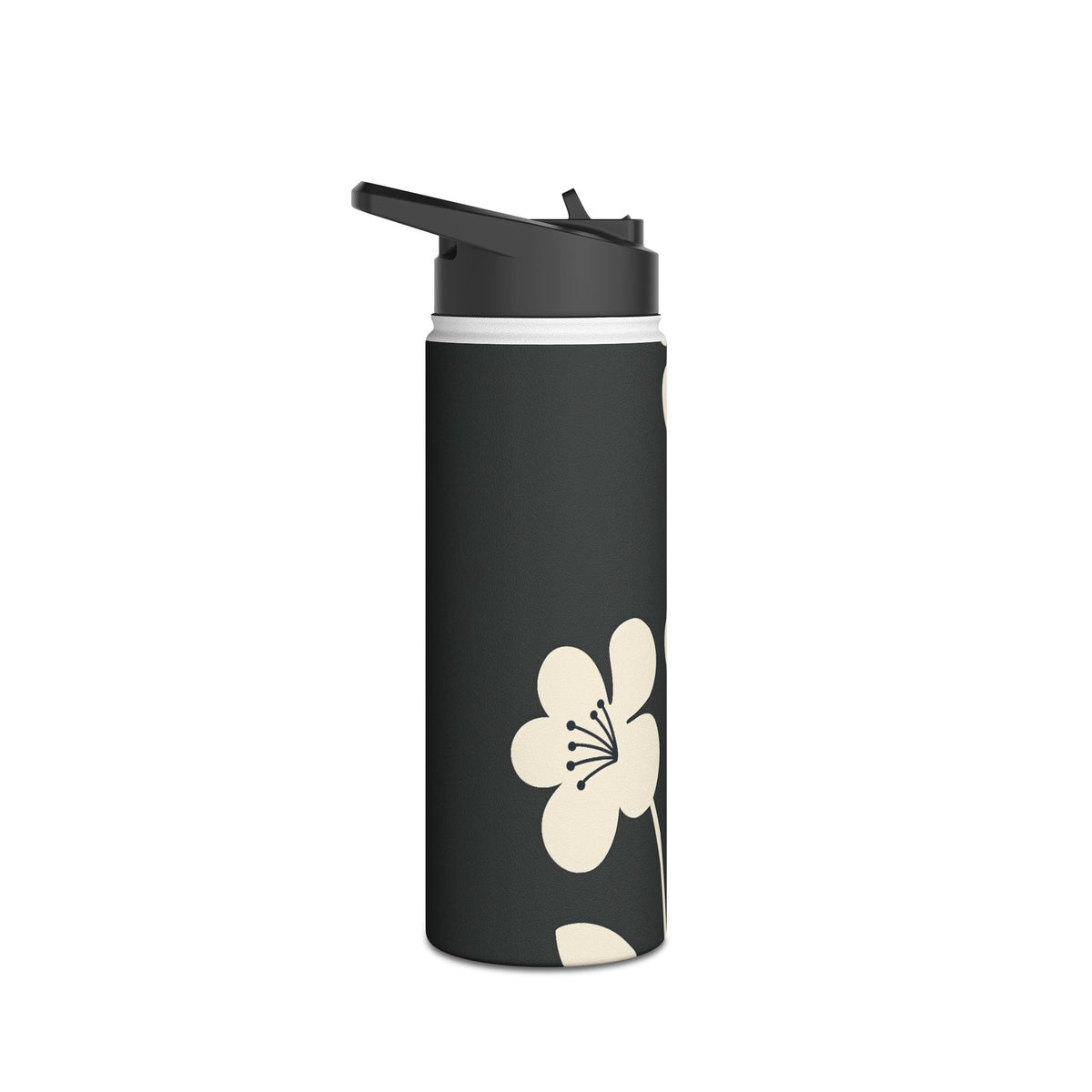 Nordic Blossom · Insulated Water Bottle · Black