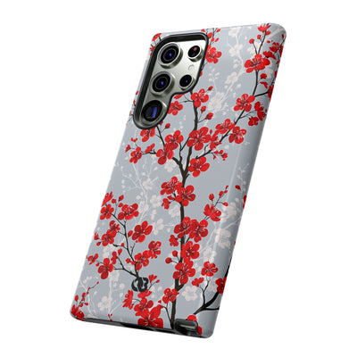 Grey Tough Phone Case for Samsung - Crimson Sakura Slate