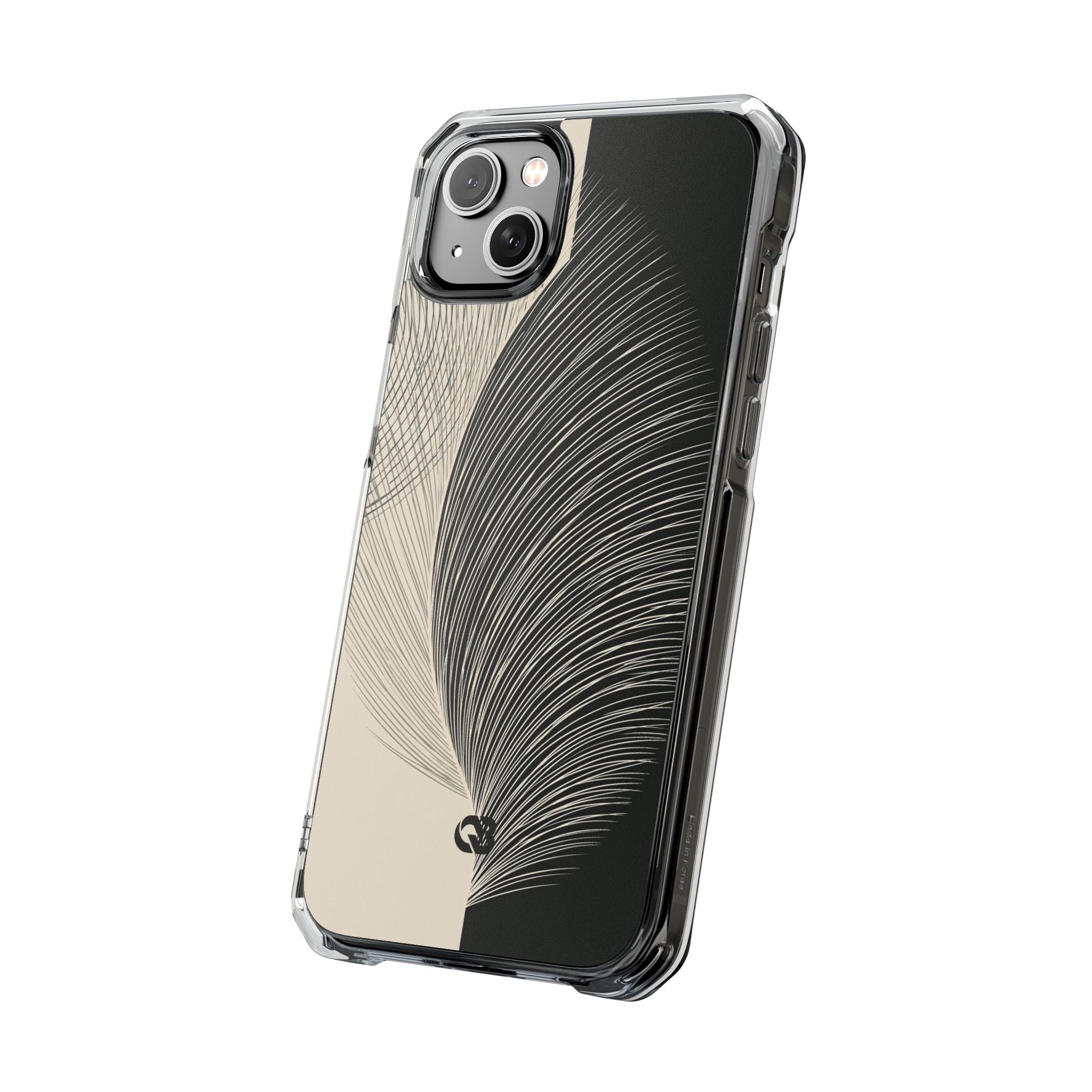 Beige Impact MagSafe Phone Case for iPhone - Obsidian Cream Plume