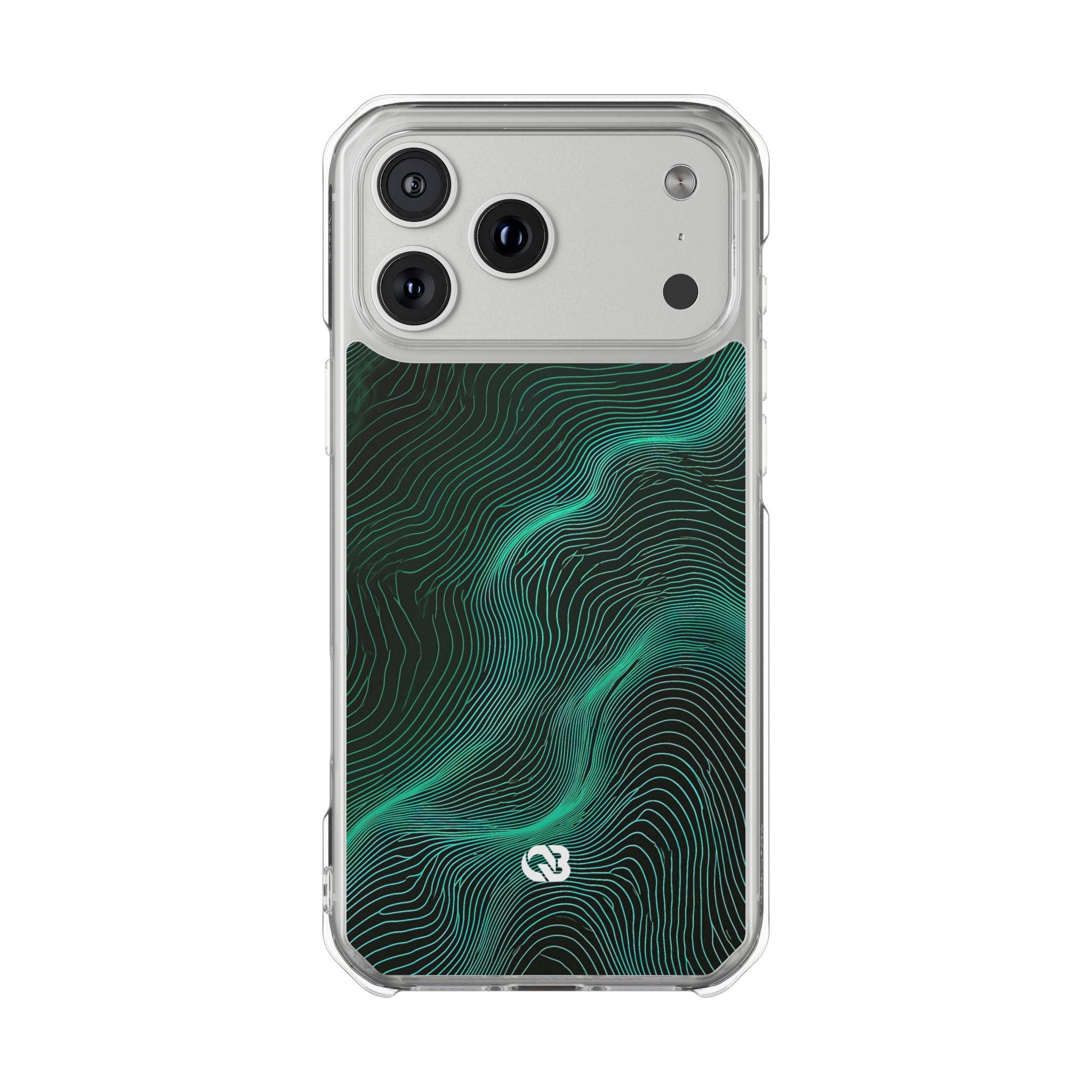 Teal Impact MagSafe Phone Case for iPhone - Neon Jade Contour