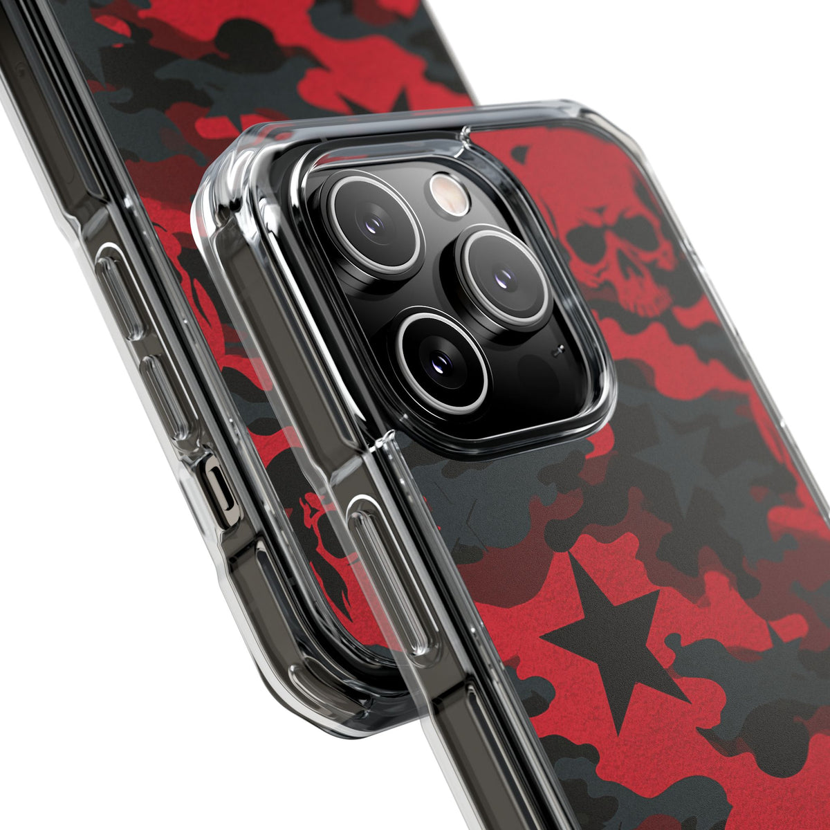 Crimson Skull Camo · Clear Impact Magnetic Phone Case for iPhone · Red