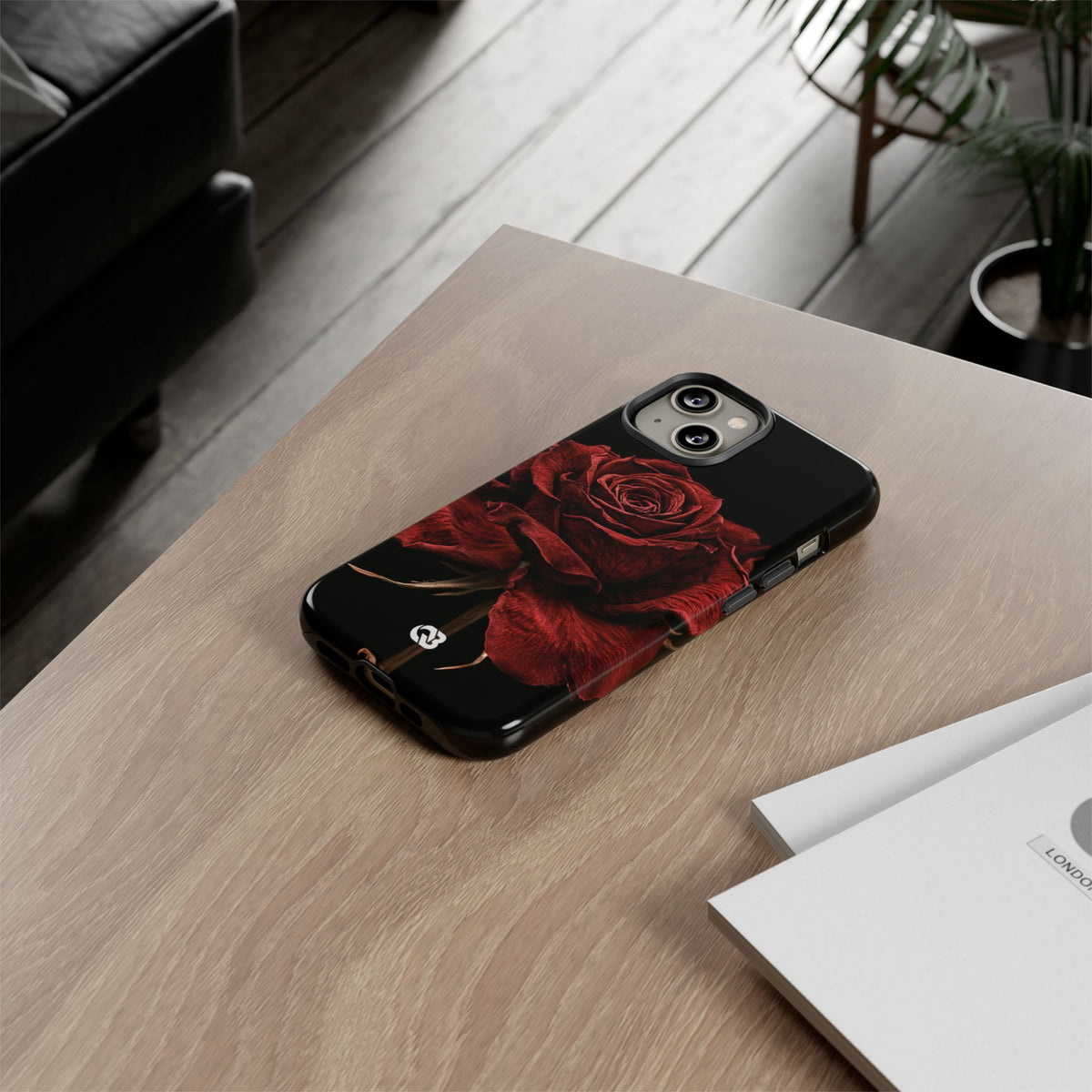 Crimson Noir Rose · Tough Phone Case for iPhone · Black