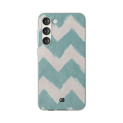 Teal Painted Chevron · Soft Phone Case for Samsung