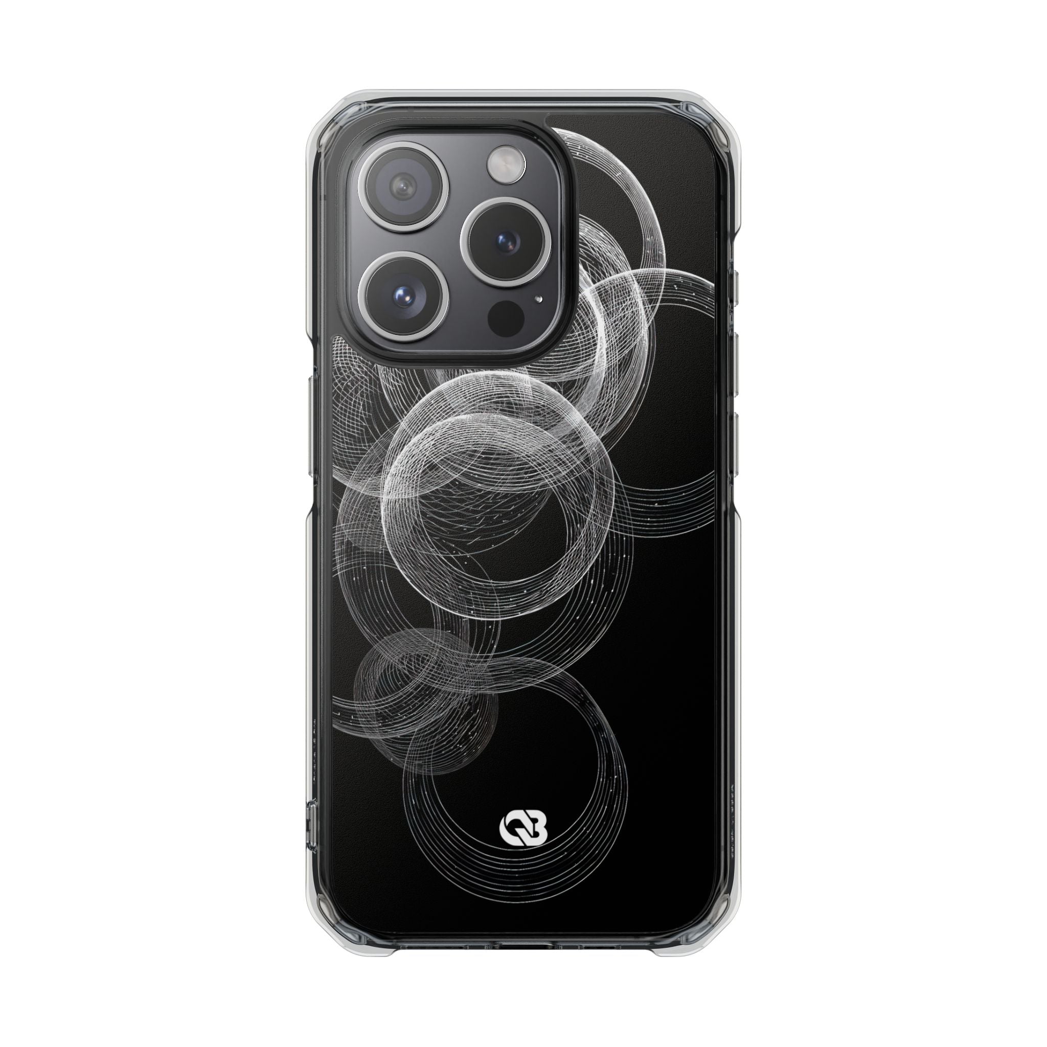 Black Impact MagSafe Phone Case for iPhone - Kinetic Wireframe Orbit