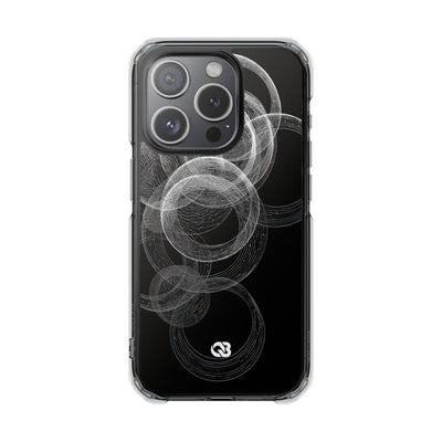 Black Impact MagSafe Phone Case for iPhone - Kinetic Wireframe Orbit