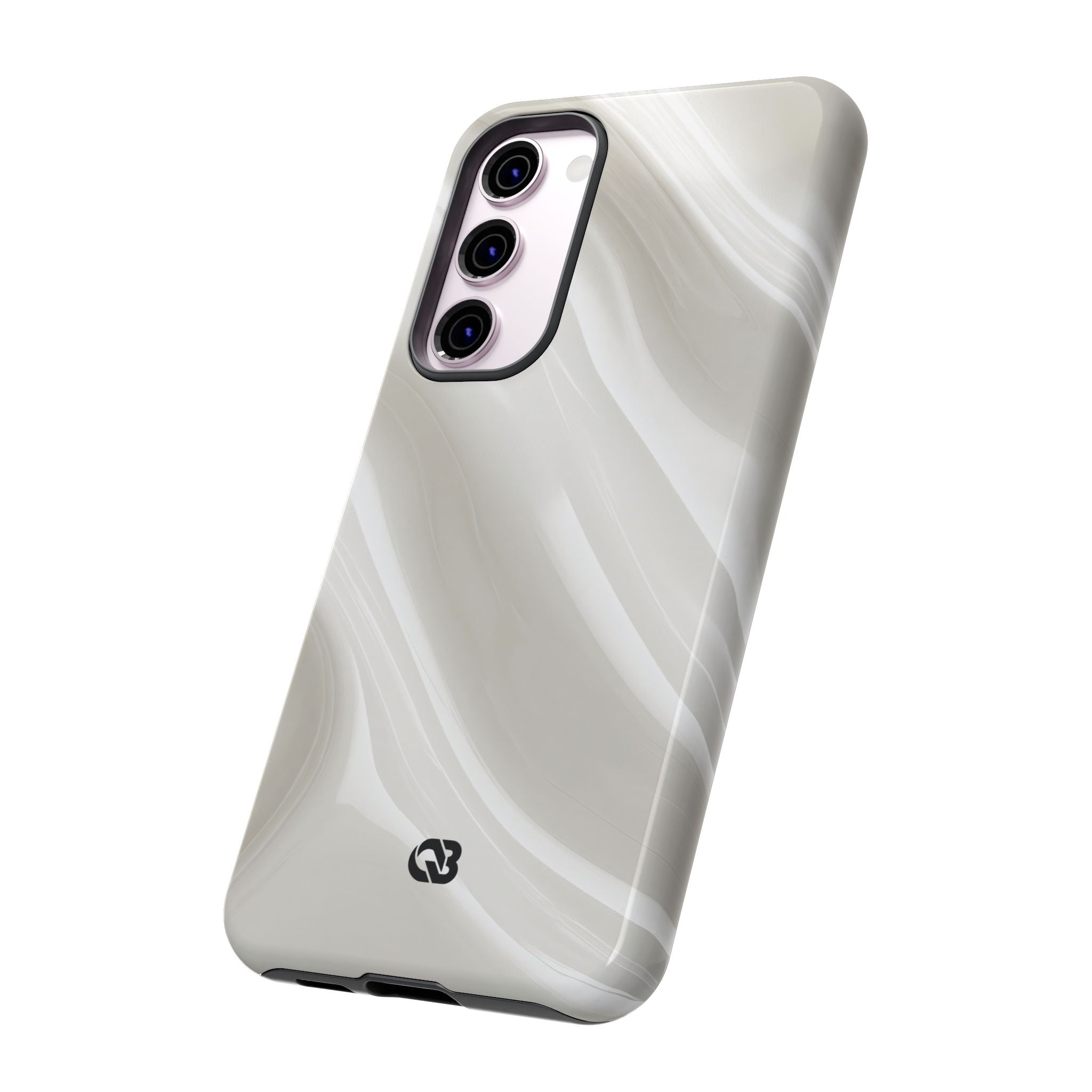 White Tough Phone Case for Samsung - Polished Ivory Wave