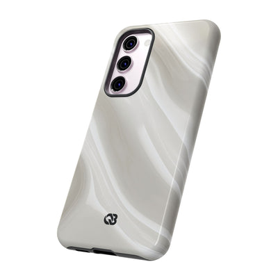 White Tough Phone Case for Samsung - Polished Ivory Wave