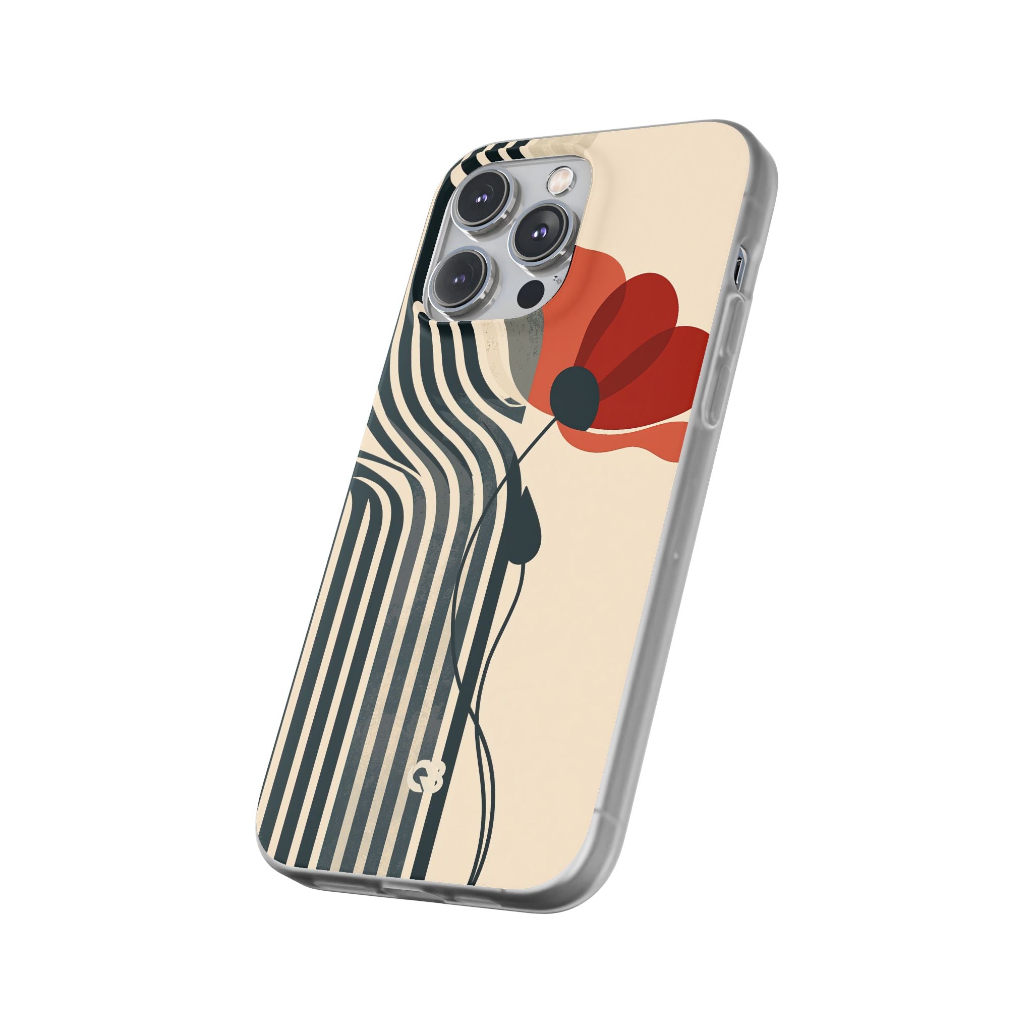 Beige Lite Phone Case for iPhone - Crimson Line Bloom