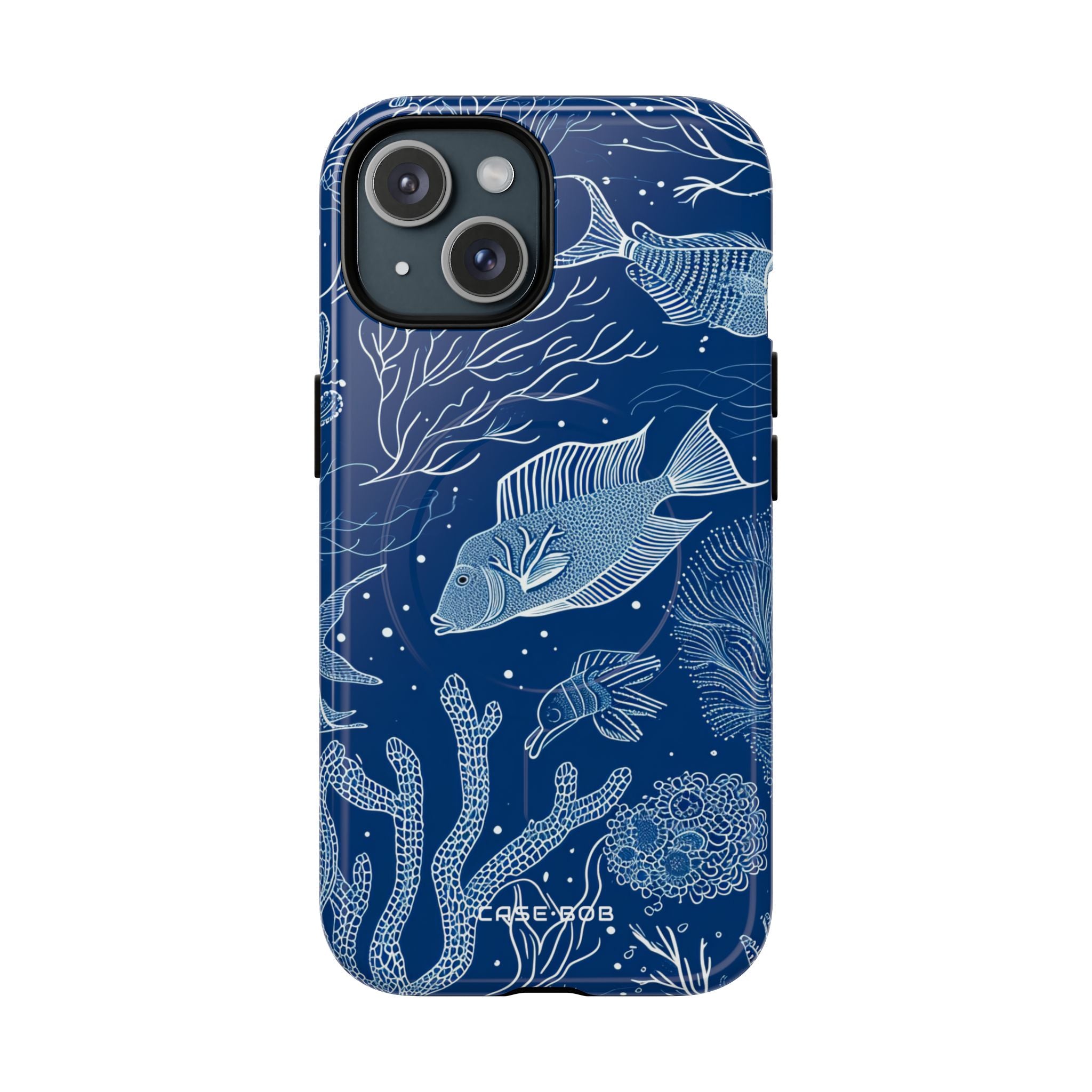 Navy Scale Reef iPhone 15 Case - Tough+
