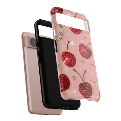 Bedazzled Ruby Cherries · Tough Phone Case for Pixel ·  Pink