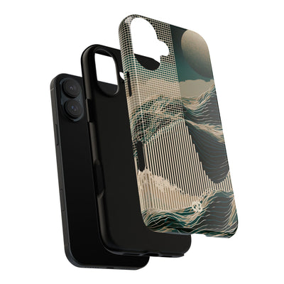 Green Tough Phone Case for iPhone - Lunar Moss Topography