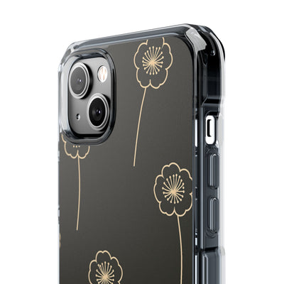 Black Impact MagSafe Phone Case for iPhone - Obsidian Sand Petals