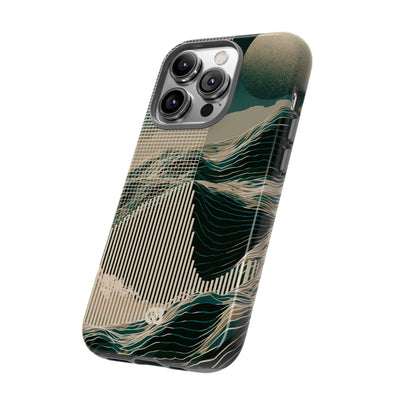 Green Tough Phone Case for iPhone - Lunar Moss Topography