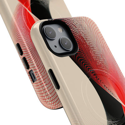 Red Tough 2.0 Magsafe Phone Case for iPhone - Crimson Grid Vortex