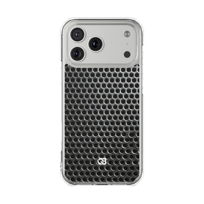 Brushed Perforated Steel · Clear Impact Magnetic Phone Case for iPhone ·  Silver