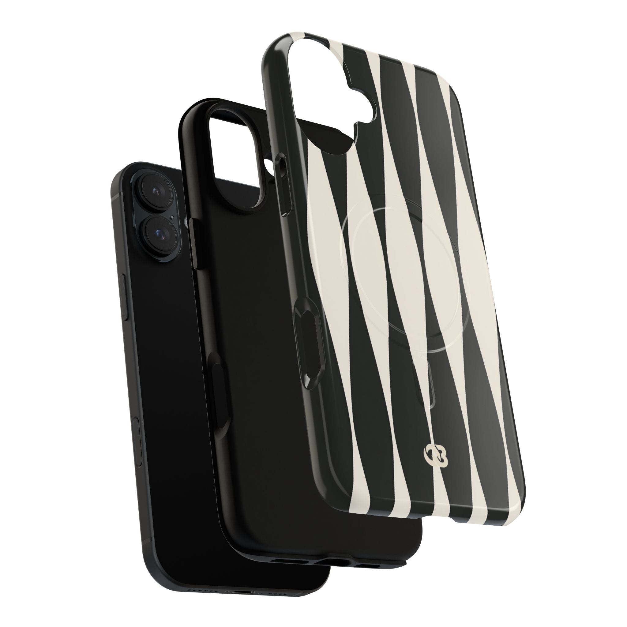 Black Tough 2.0 Magsafe Phone Case for iPhone - Ivory Spindle Grid