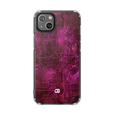 Magenta Circuit Trace · Clear Impact Magnetic Phone Case for iPhone · Pink