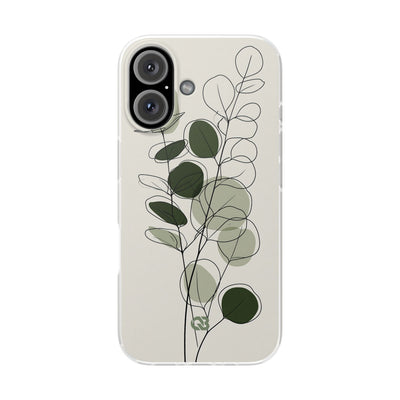 Green Lite Phone Case for iPhone - Muted Eucalyptus Sketch