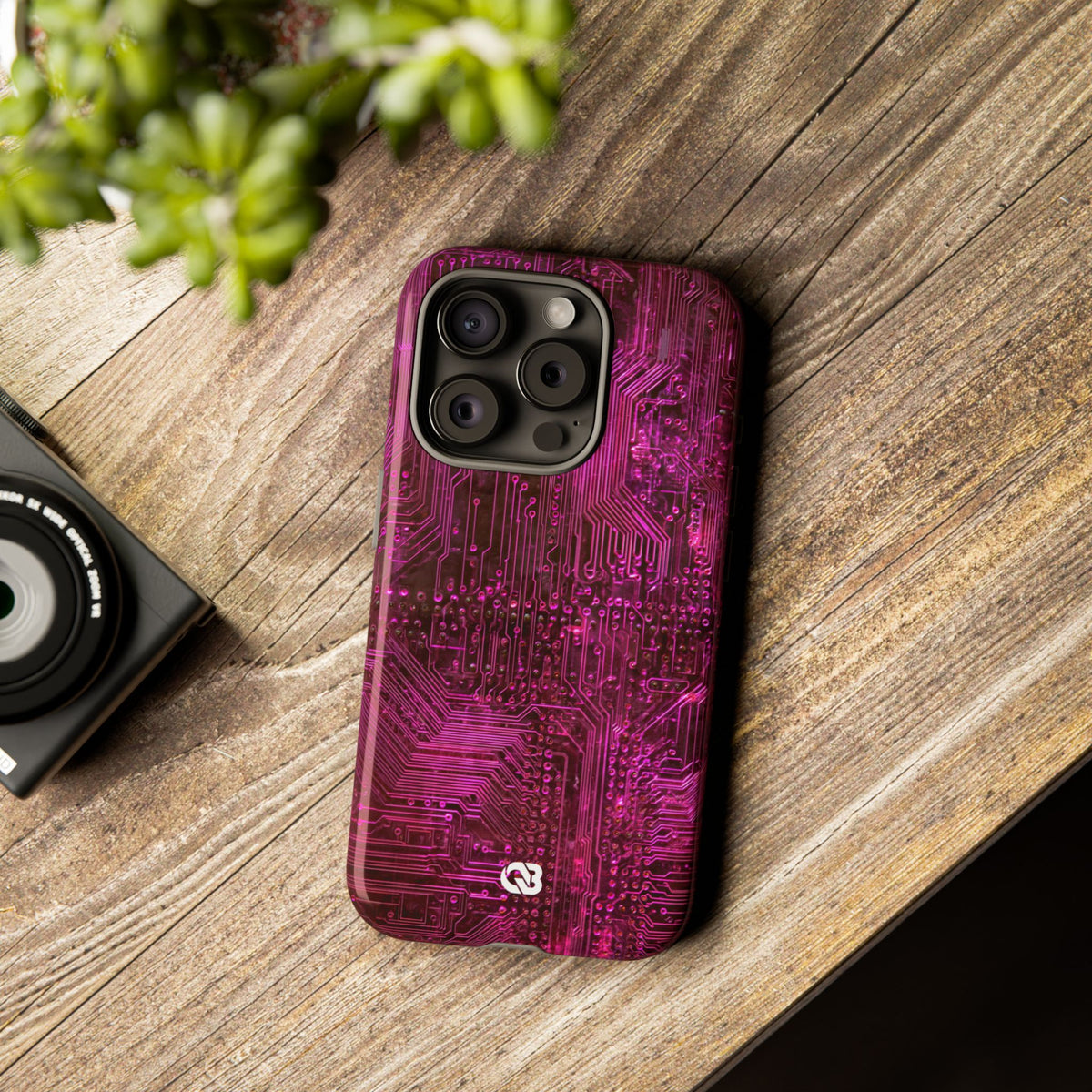 Magenta Circuit Trace · Tough Phone Case for iPhone · Pink