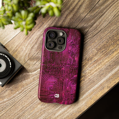 Magenta Circuit Trace · Tough Phone Case for iPhone · Pink
