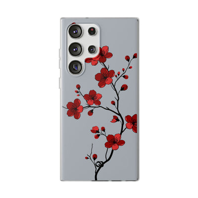 Grey Lite Phone Case for Samsung - Crimson Blossom Onyx