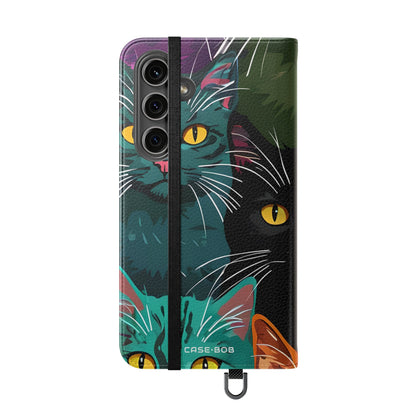 Cat Grid Neon - Samsung S24 Plus Case - Wallet