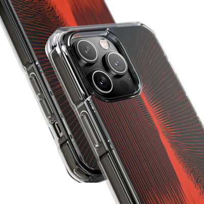 Red Impact MagSafe Phone Case for iPhone - Crimson Frequency Pulse