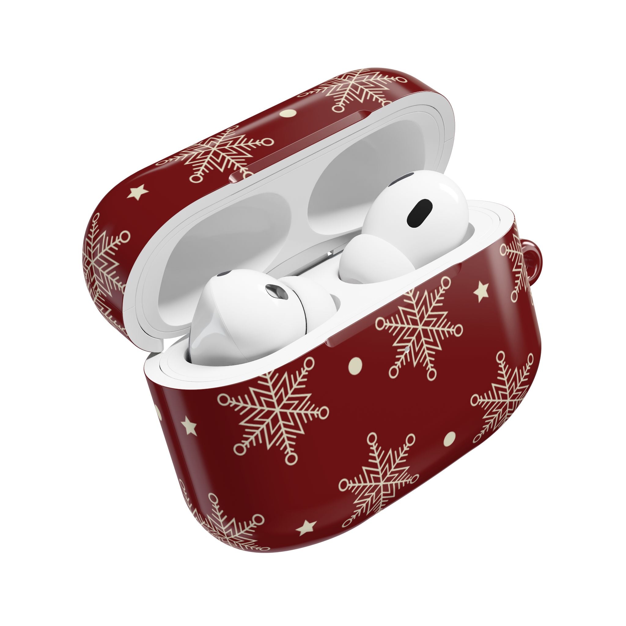 Cream Snowflakes Crimson - AirPods Case