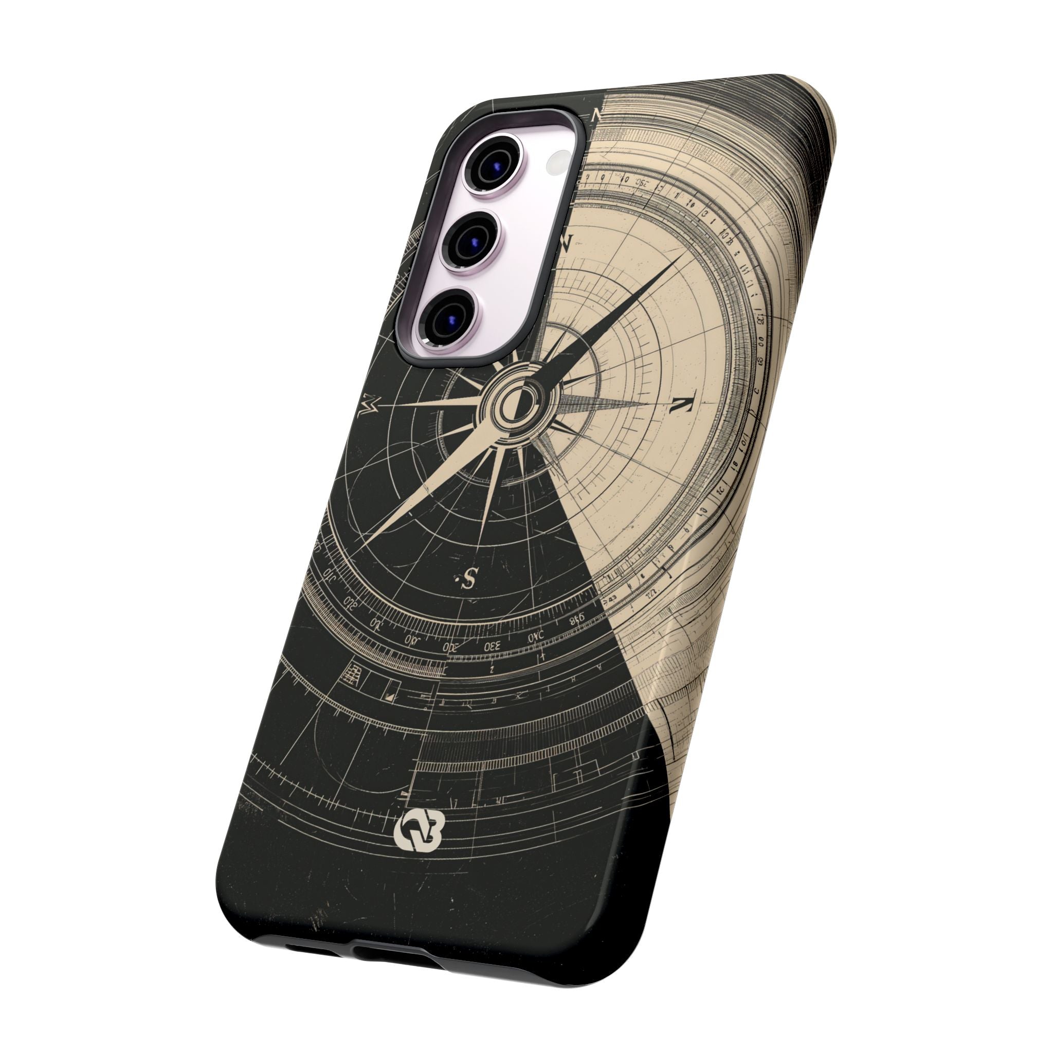 Beige Tough Phone Case for Samsung - Obsidian Nautical Blueprint