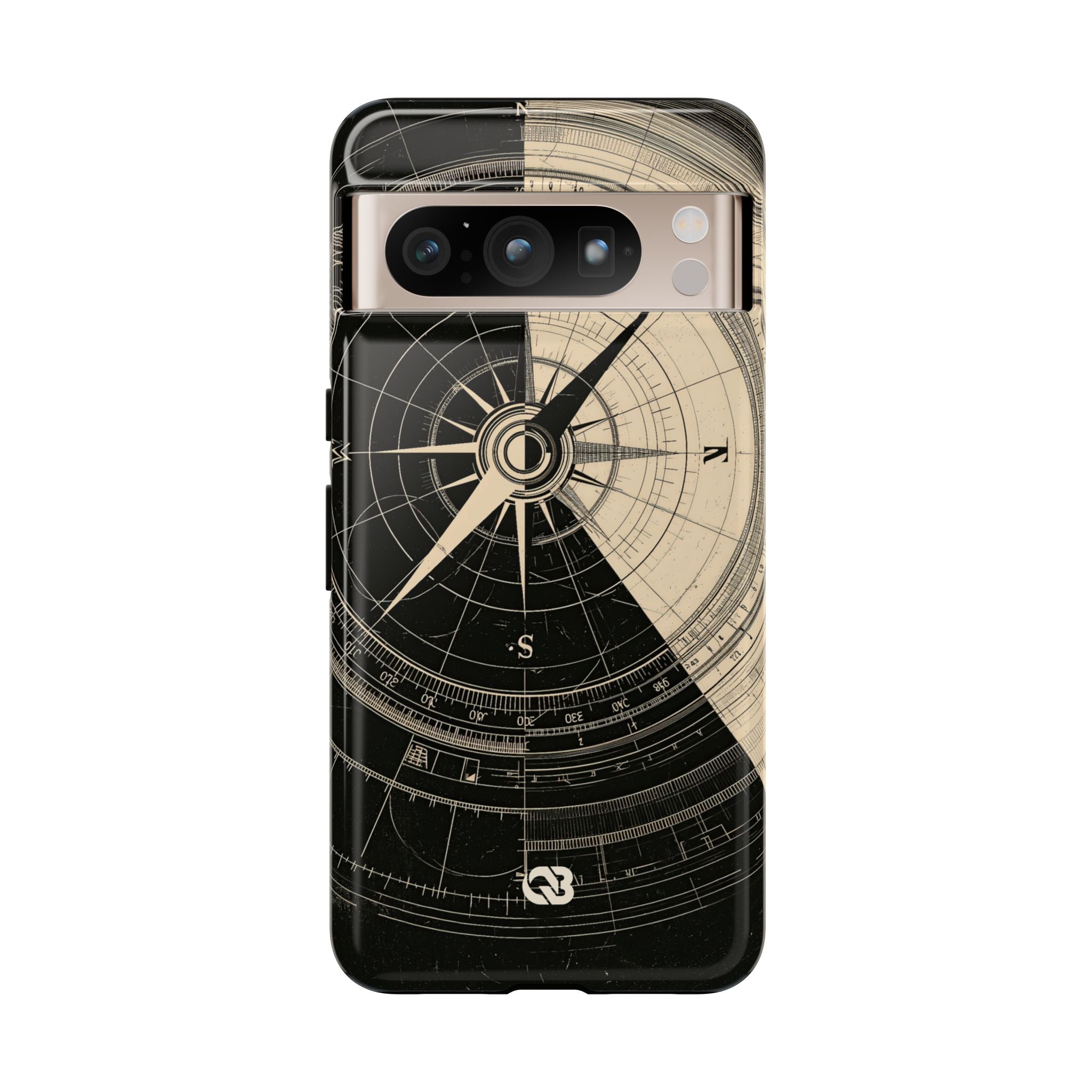 Beige Tough Phone Case for Google Pixel - Obsidian Nautical Blueprint