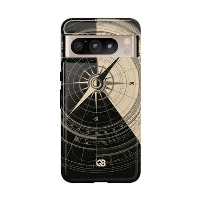 Beige Tough Phone Case for Google Pixel - Obsidian Nautical Blueprint