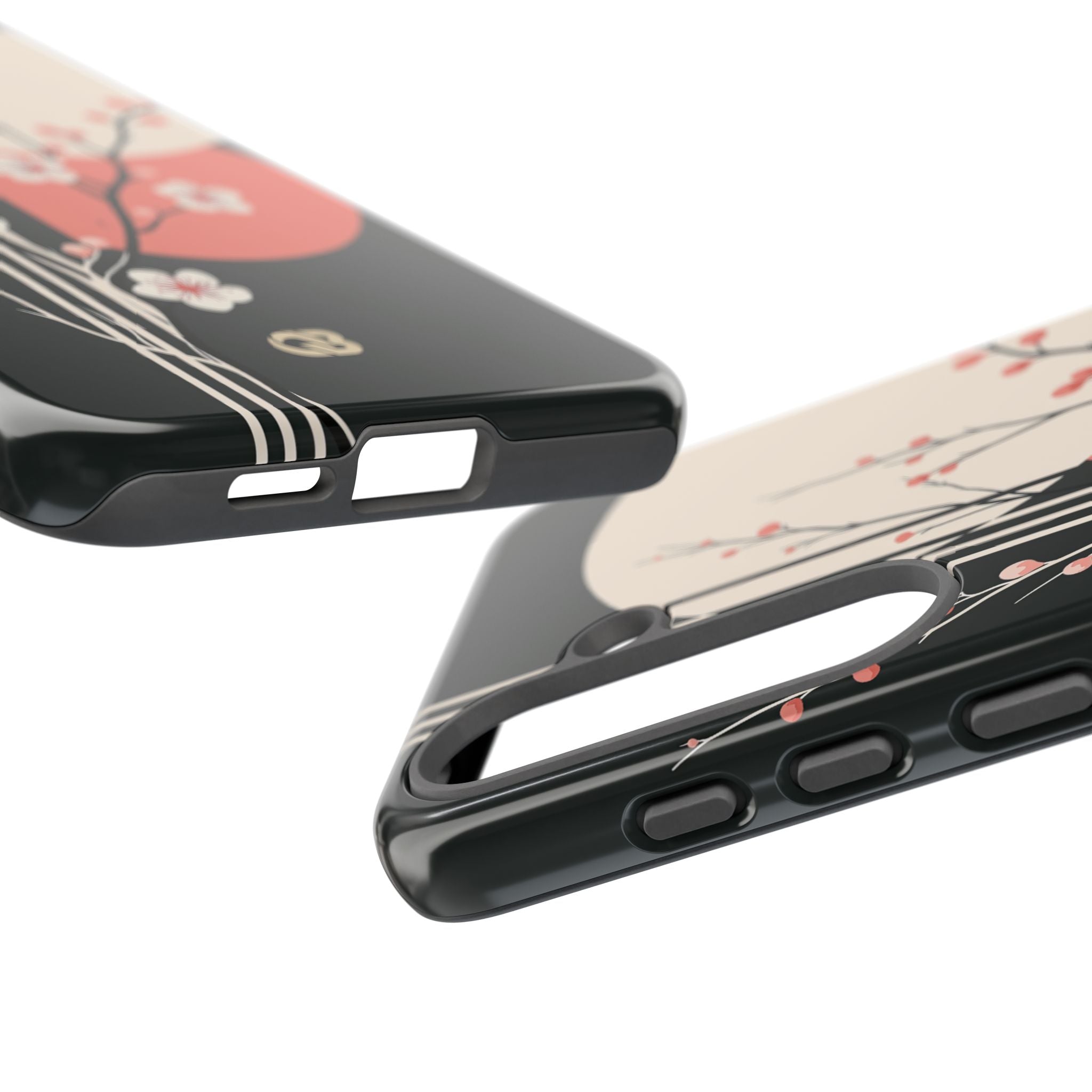Black Tough Phone Case for Samsung - Kyoto Midnight Blossom