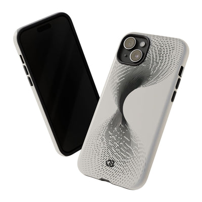 White Tough Phone Case for iPhone - Linear Torsion Grid