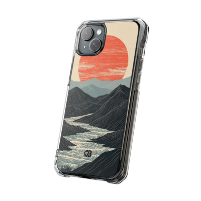 Beige Impact MagSafe Phone Case for iPhone - Crimson Ridge Flow