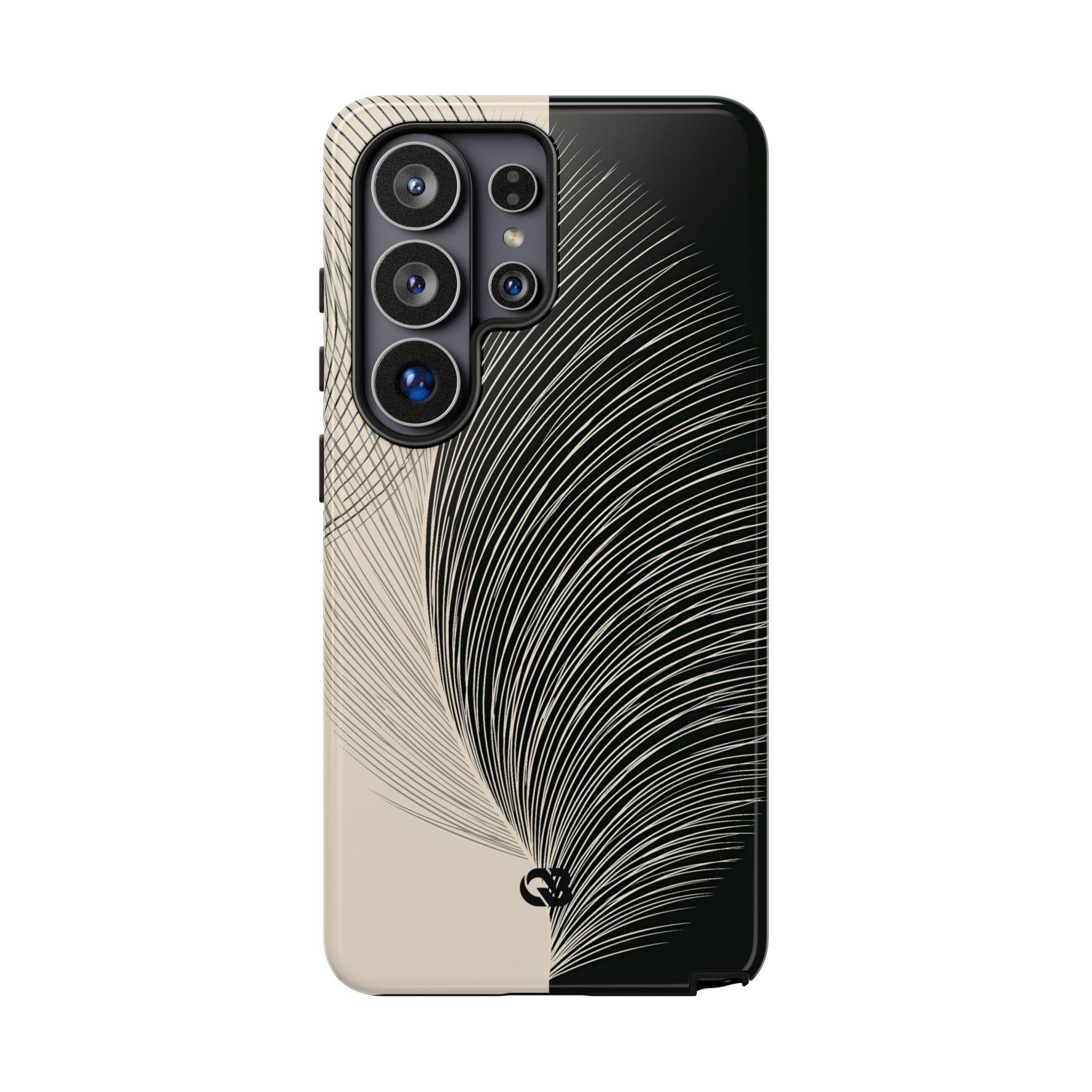 Beige Tough Phone Case for Samsung - Obsidian Cream Plume