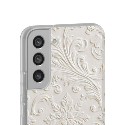 White Lite Phone Case for Samsung - Alabaster Floral Relief