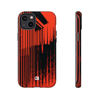Red Tough Phone Case for iPhone - Crimson Brutalist Distortion