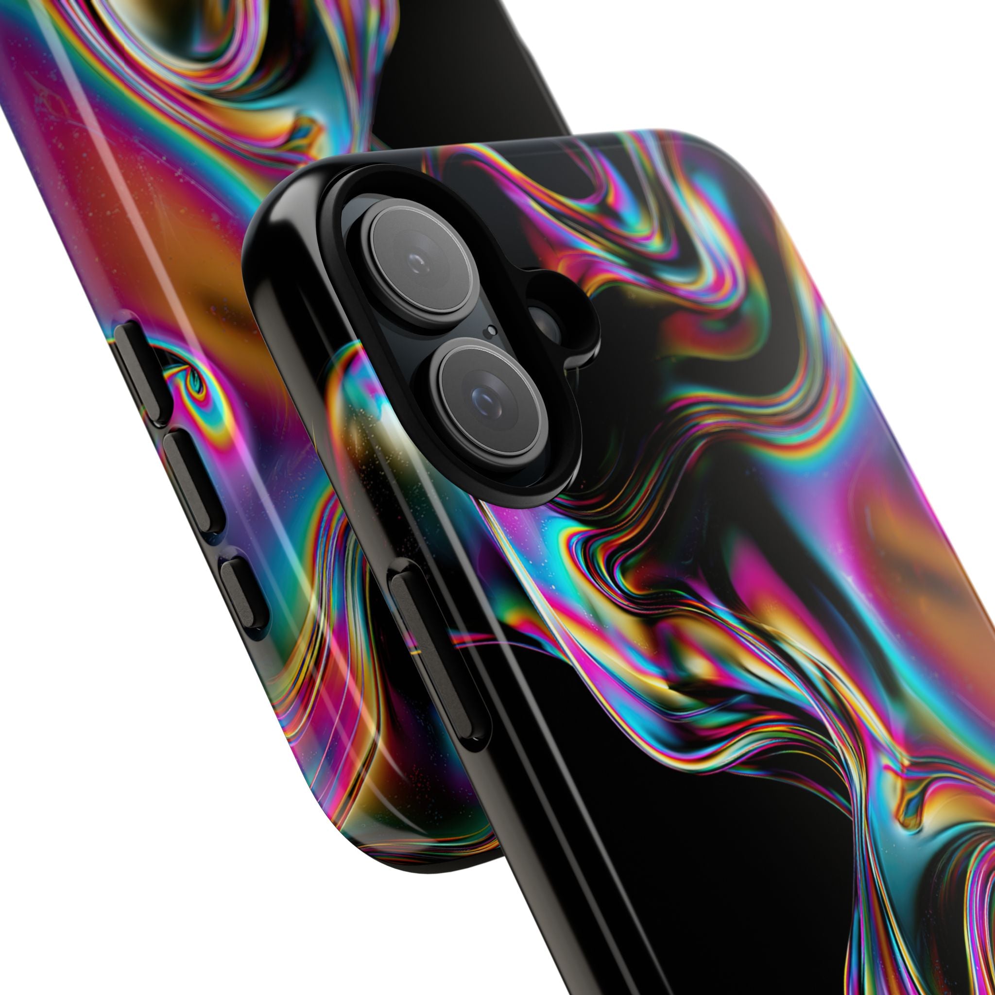 Purple Tough Phone Case for iPhone - Liquid Neon Chrome