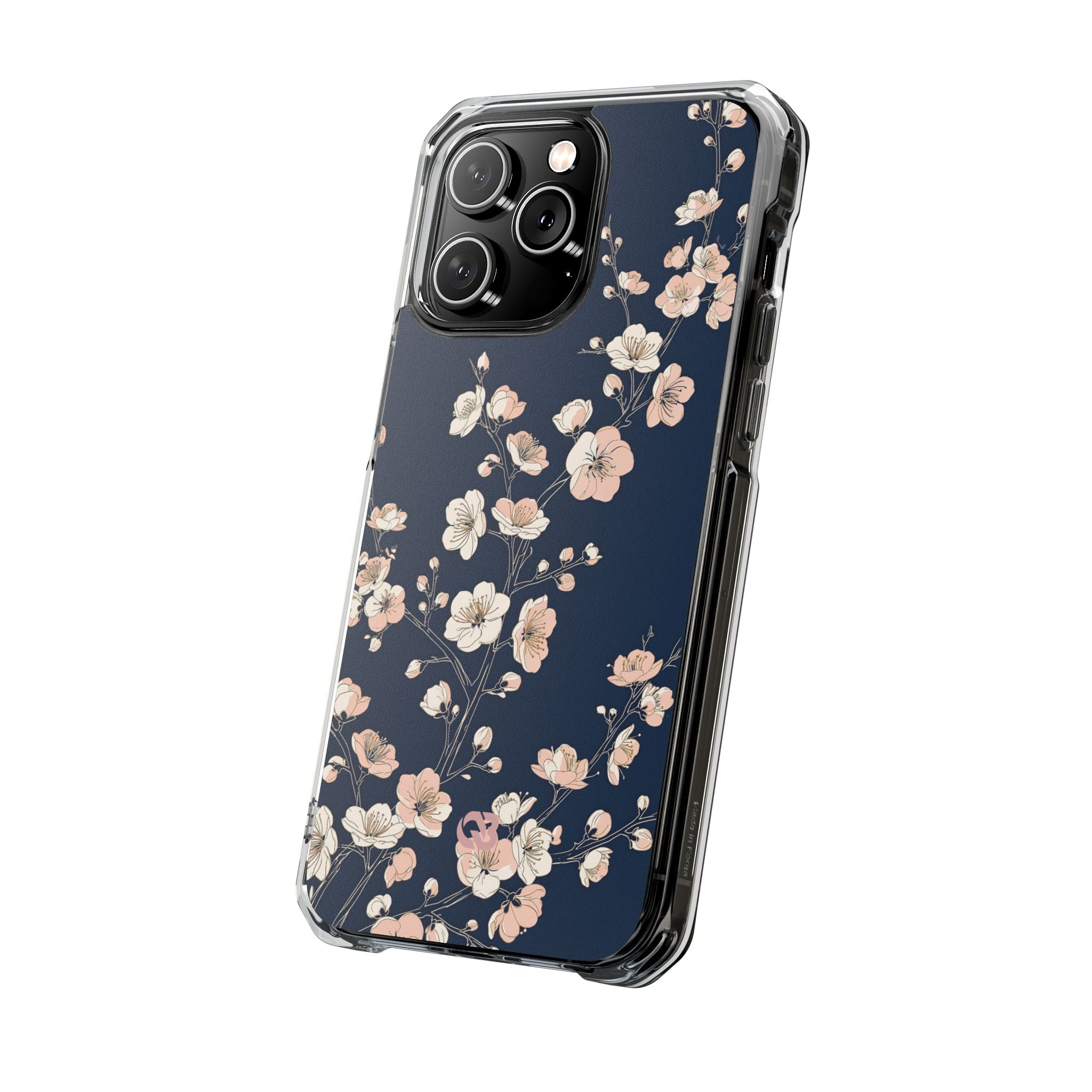 Blue Impact MagSafe Phone Case for iPhone - Midnight Peach Sakura