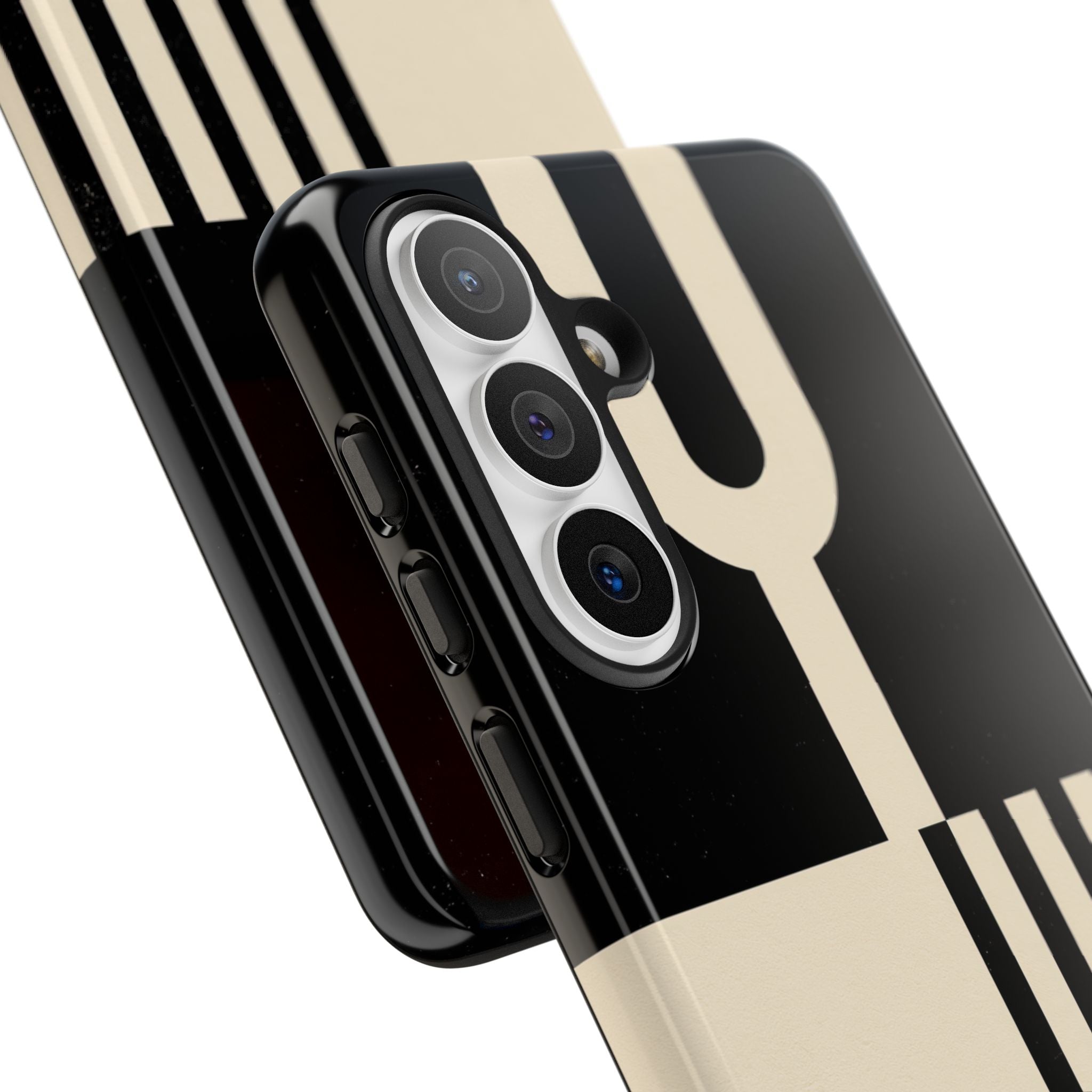 Black Tough Phone Case for Samsung - Ivory Signal Grid