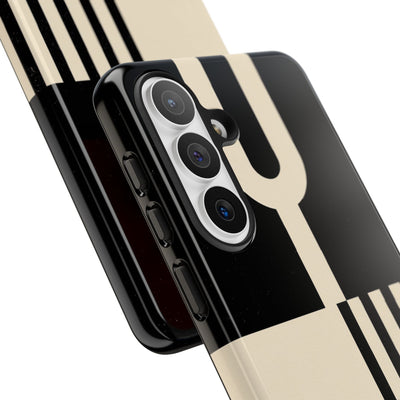 Black Tough Phone Case for Samsung - Ivory Signal Grid